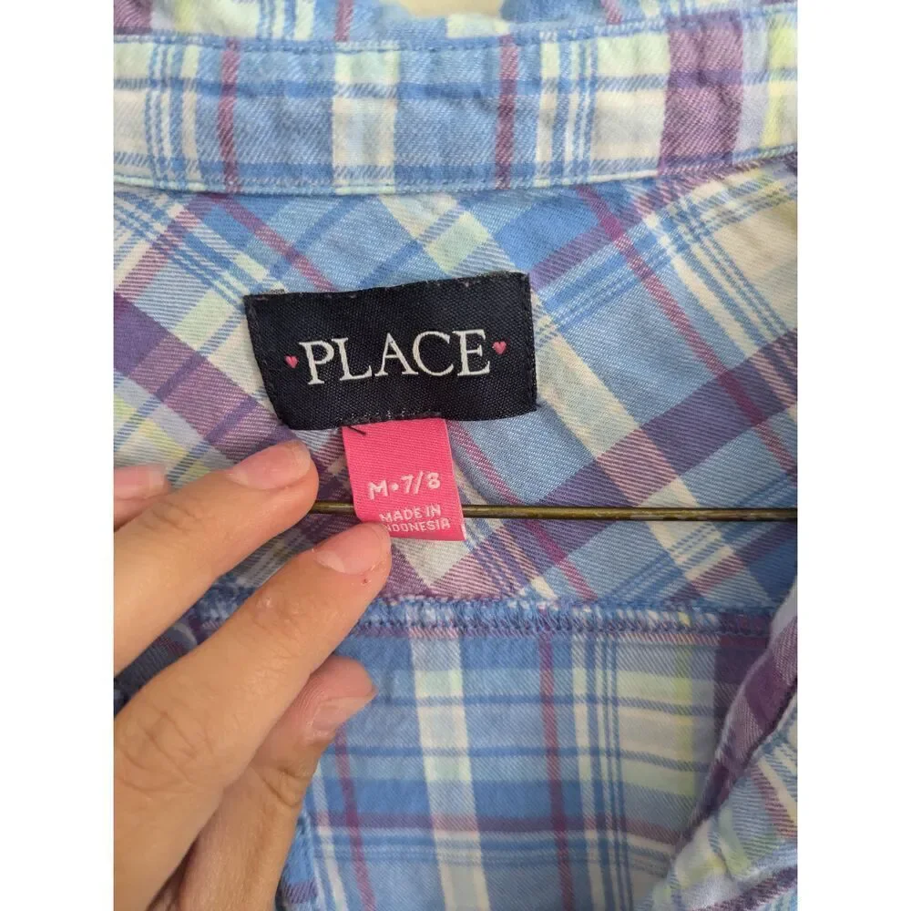 The Children's Place Girls Plaid Button Dress